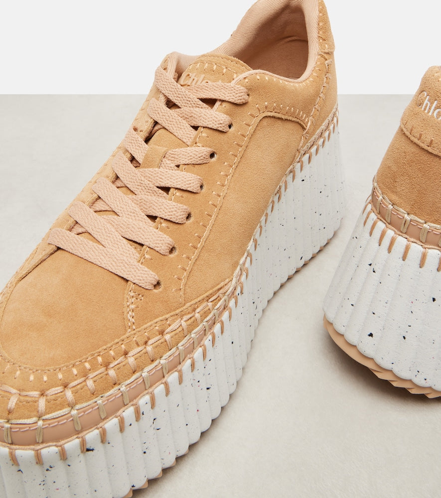 Beige Chloe Nama suede platform sneakers - Low-Top Sneakers