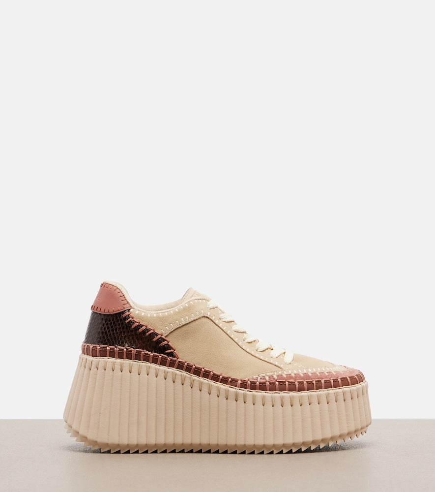 Beige Chloe Nama suede platform sneakers - Low-Top Sneakers