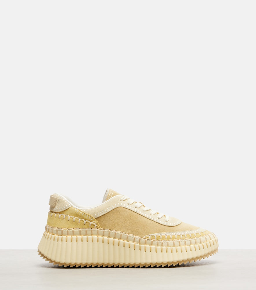 Beige Chloe Nama suede platform sneakers - Low-Top Sneakers