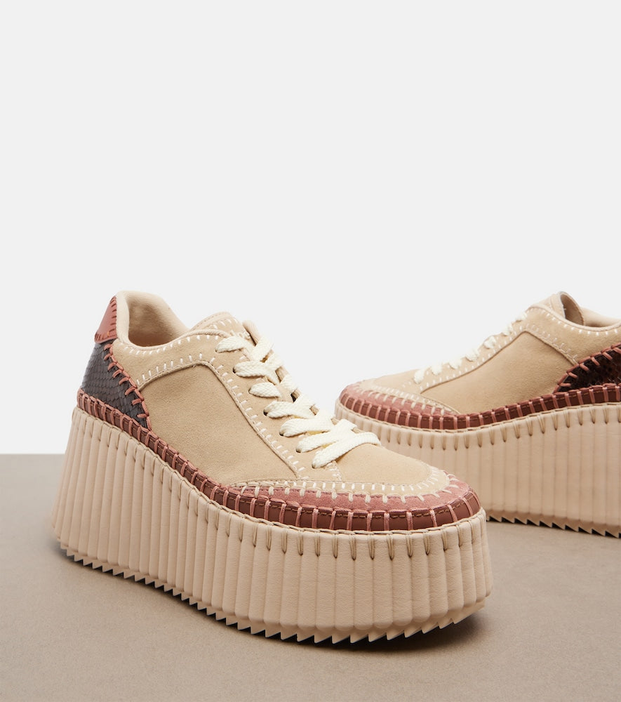 Beige Chloe Nama suede platform sneakers - Low-Top Sneakers
