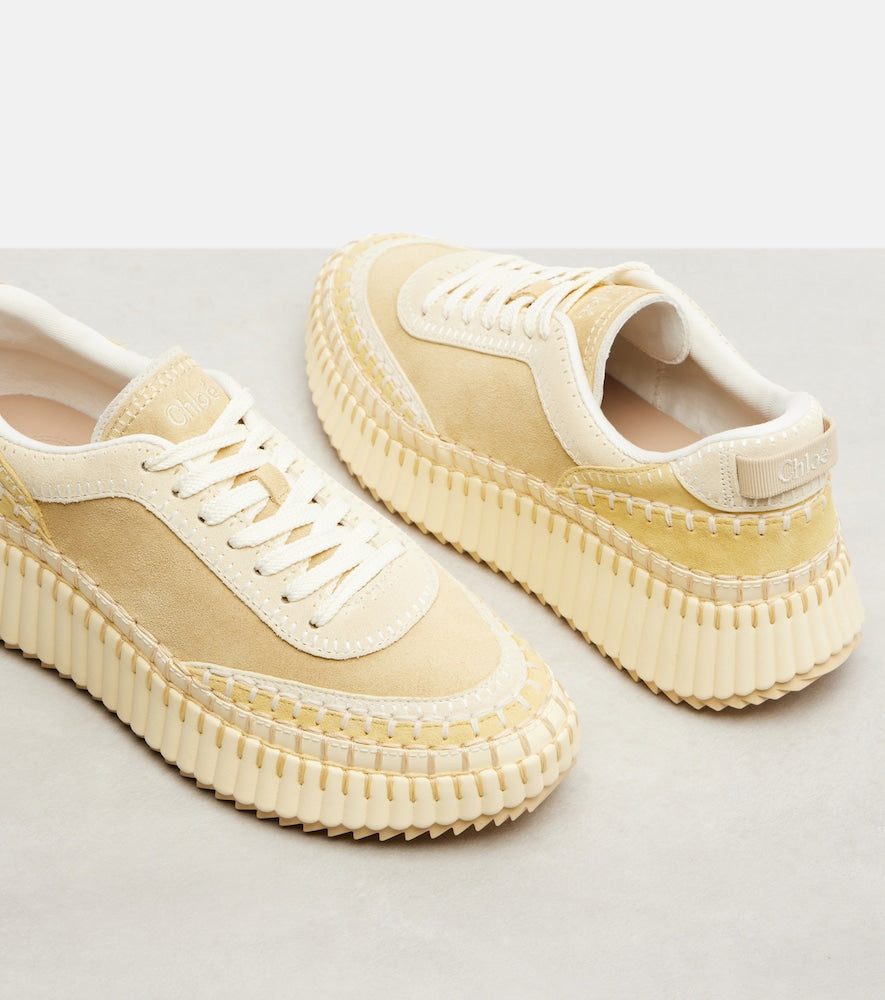 Beige Chloe Nama suede platform sneakers - Low-Top Sneakers