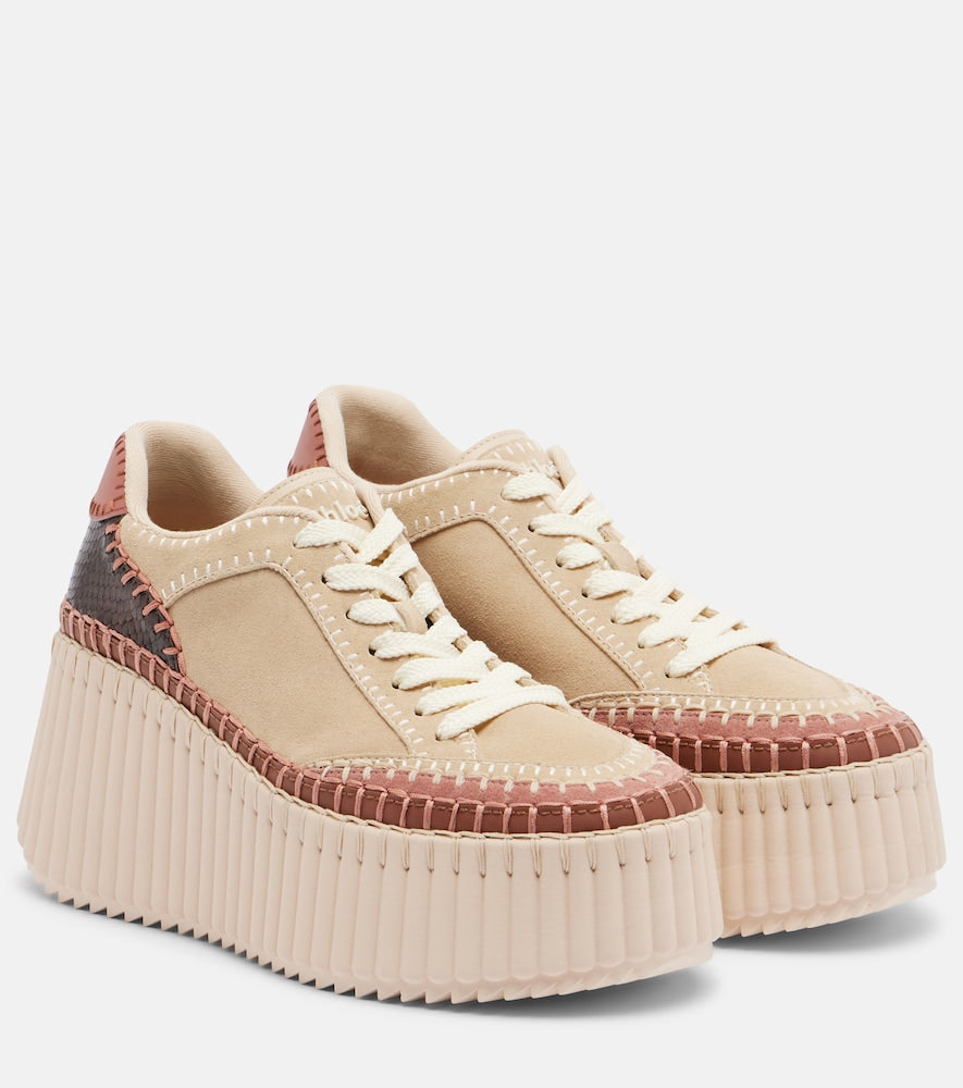 Beige Chloe Nama suede platform sneakers - Low-Top Sneakers
