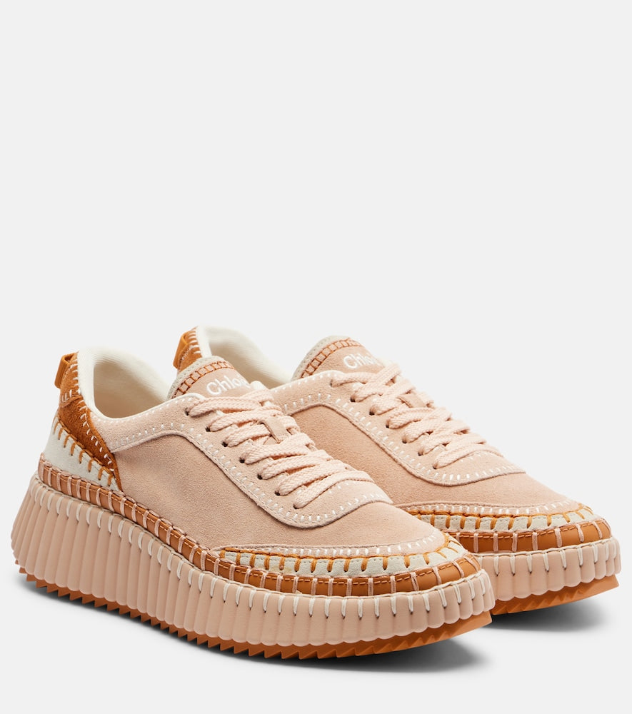 Chloe Nama suede platform sneakers - Pink Low-Top Sneakers