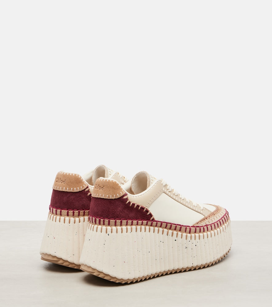 Chloe Nama suede-trimmed leather platform sneakers in Beige - Low-Top Sneakers