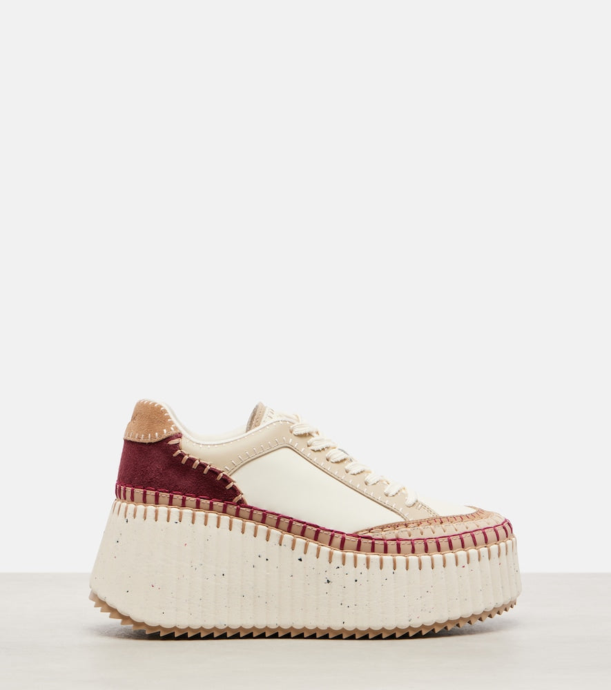 Chloe Nama suede-trimmed leather platform sneakers in Beige - Low-Top Sneakers