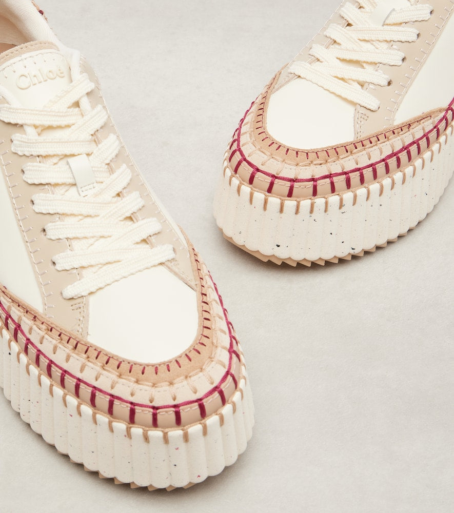 Chloe Nama suede-trimmed leather platform sneakers in Beige - Low-Top Sneakers