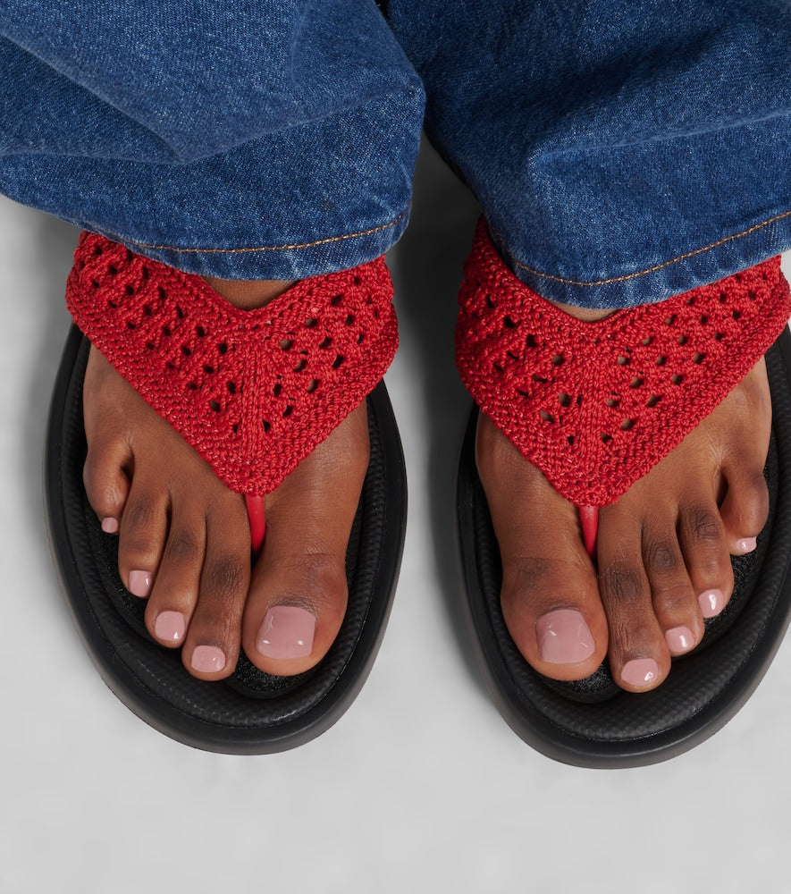 Chloe Poolette crochet thong sandals (Red) - Flat Sandals