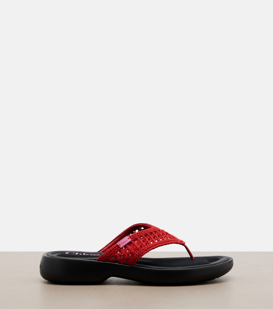 Chloe Poolette crochet thong sandals (Red) - Flat Sandals