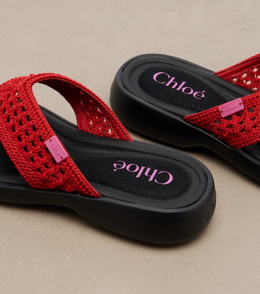 Chloe Poolette crochet thong sandals (Red) - Flat Sandals