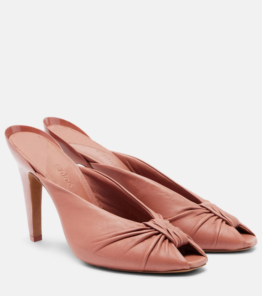 Brown Chloe Suzie leather mules - Heeled Sandals