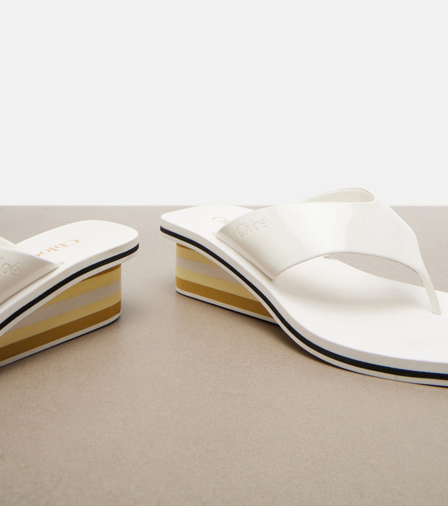 White Chloe Swimming Cool patent leather thong sandals - Heeled Sandals