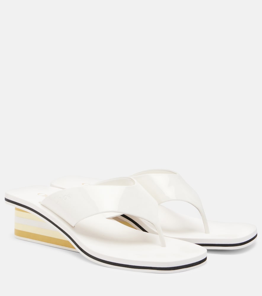 White Chloe Swimming Cool patent leather thong sandals - Heeled Sandals