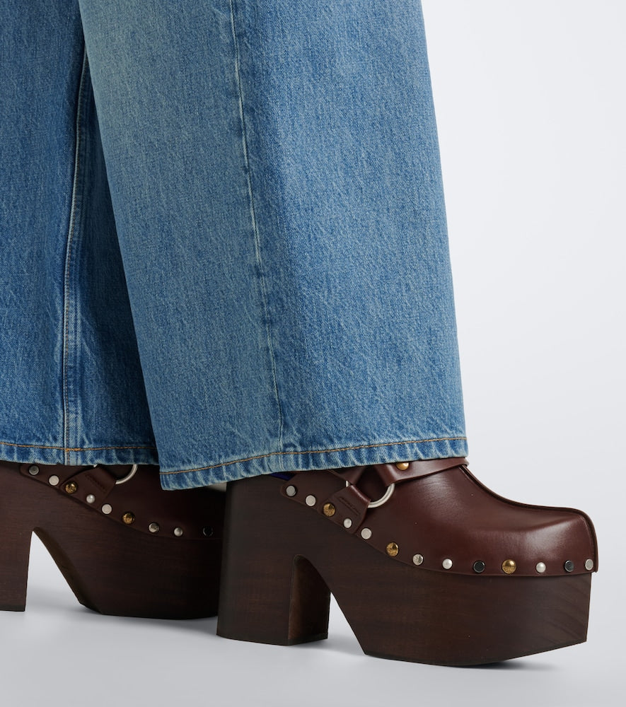 Chloe Talis leather platform clogs - Brown High-Heel Pumps