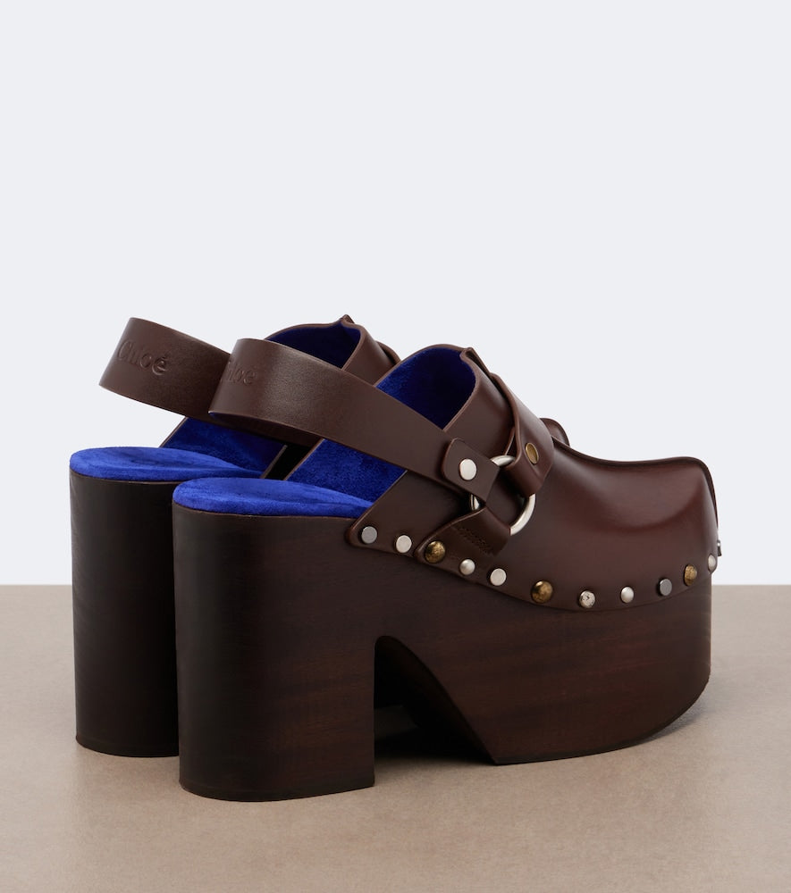Chloe Talis leather platform clogs - Brown High-Heel Pumps