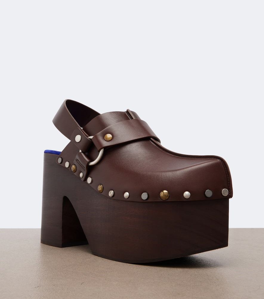 Chloe Talis leather platform clogs - Brown High-Heel Pumps