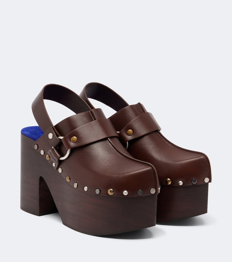 Chloe Talis leather platform clogs - Brown High-Heel Pumps