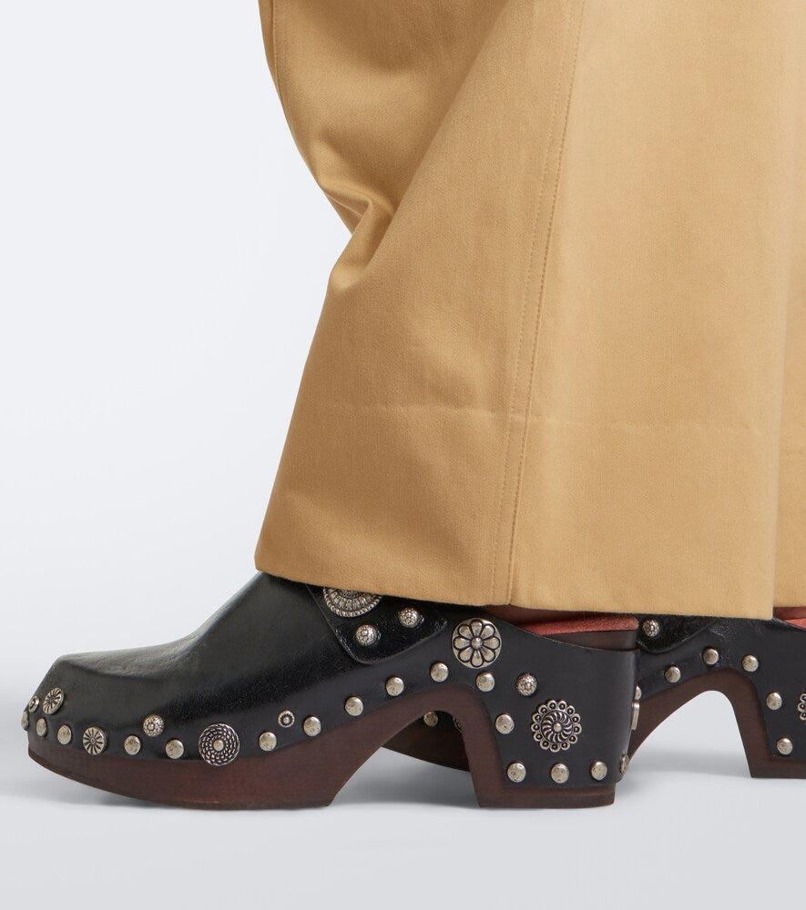 Chloe Talis studded leather clogs (Black) - Mid Heel Pumps