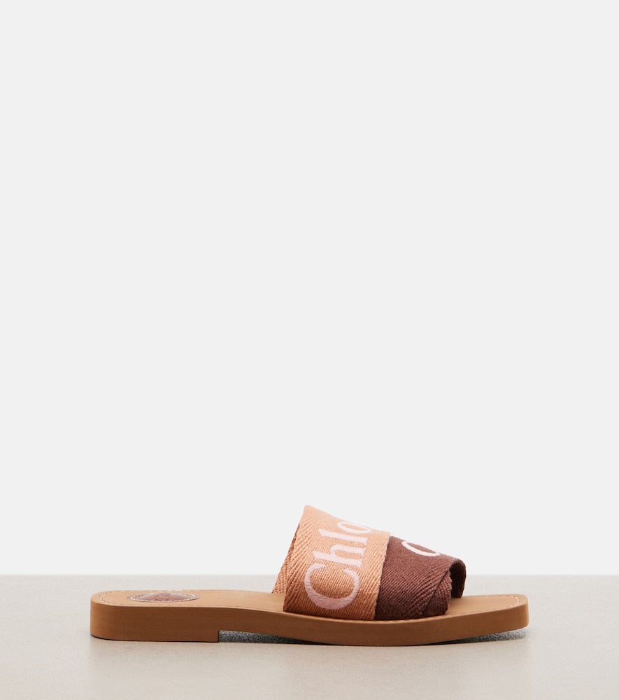 Chloe Woody canvas slides - Brown Slides