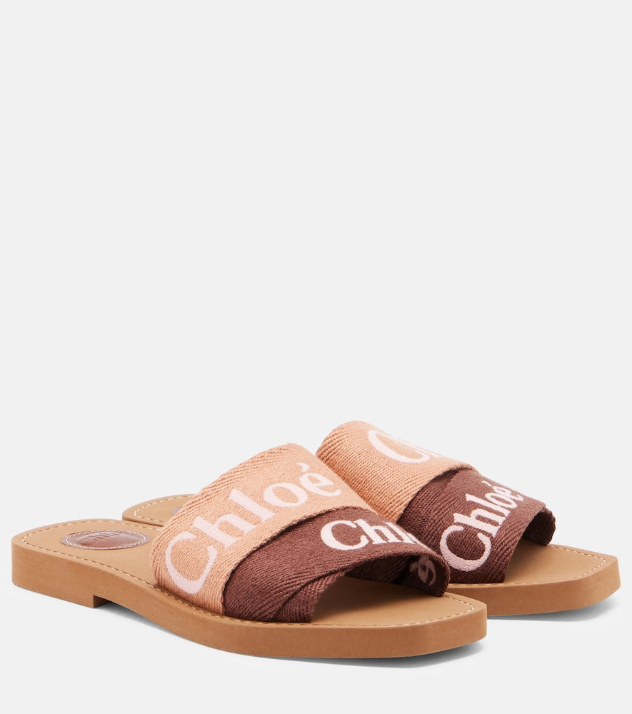 Chloe Woody canvas slides - Brown Slides