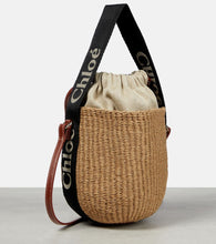 Chloe Woody Mini leather-trimmed bucket bag
