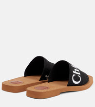 Chloe Woody canvas slides