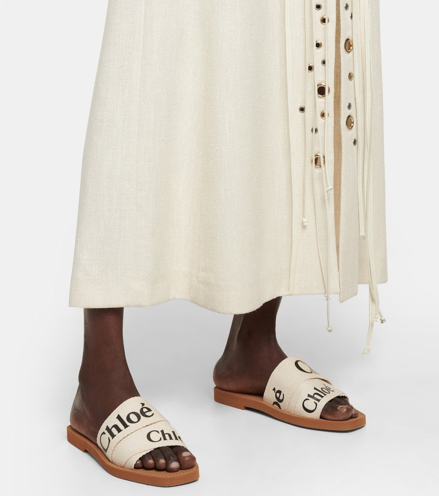 Chloe Woody canvas slides