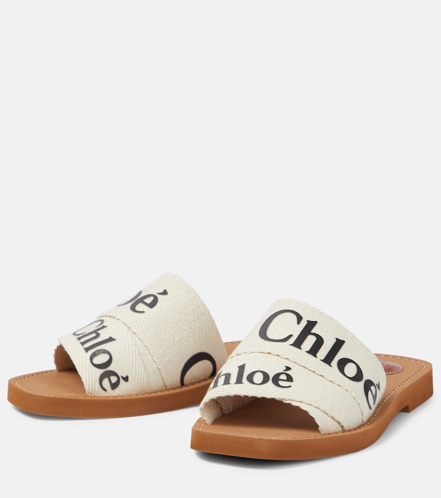 Chloe Woody canvas slides