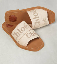 Chloe Woody canvas slides