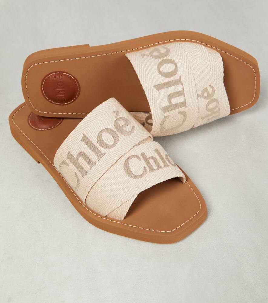 Chloe Woody canvas slides