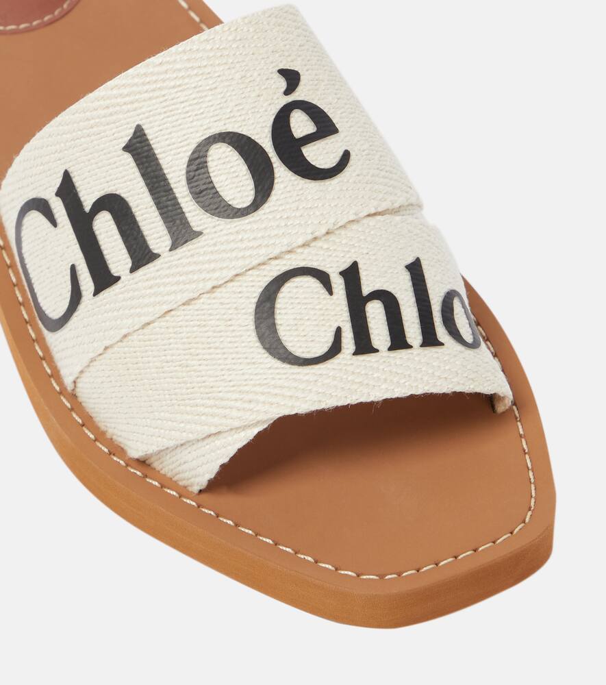 Chloe Woody canvas slides