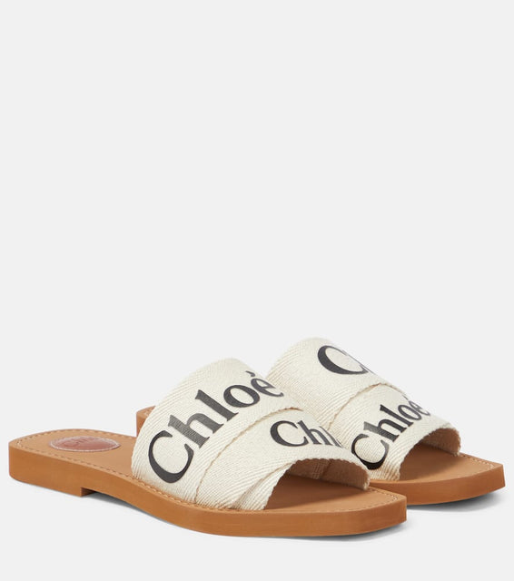 Chloe Woody canvas slides