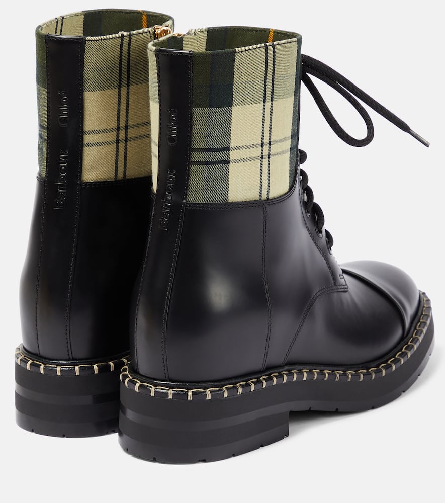 Chloe x Barbour lace-up leather ankle boots