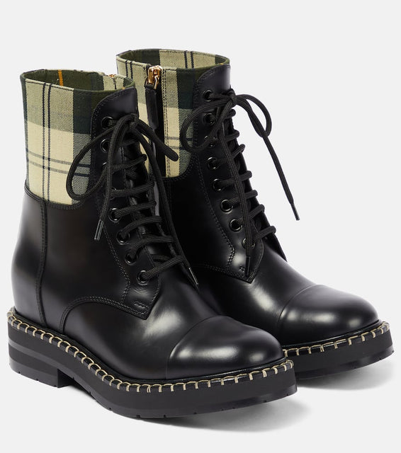 Chloe x Barbour lace-up leather ankle boots