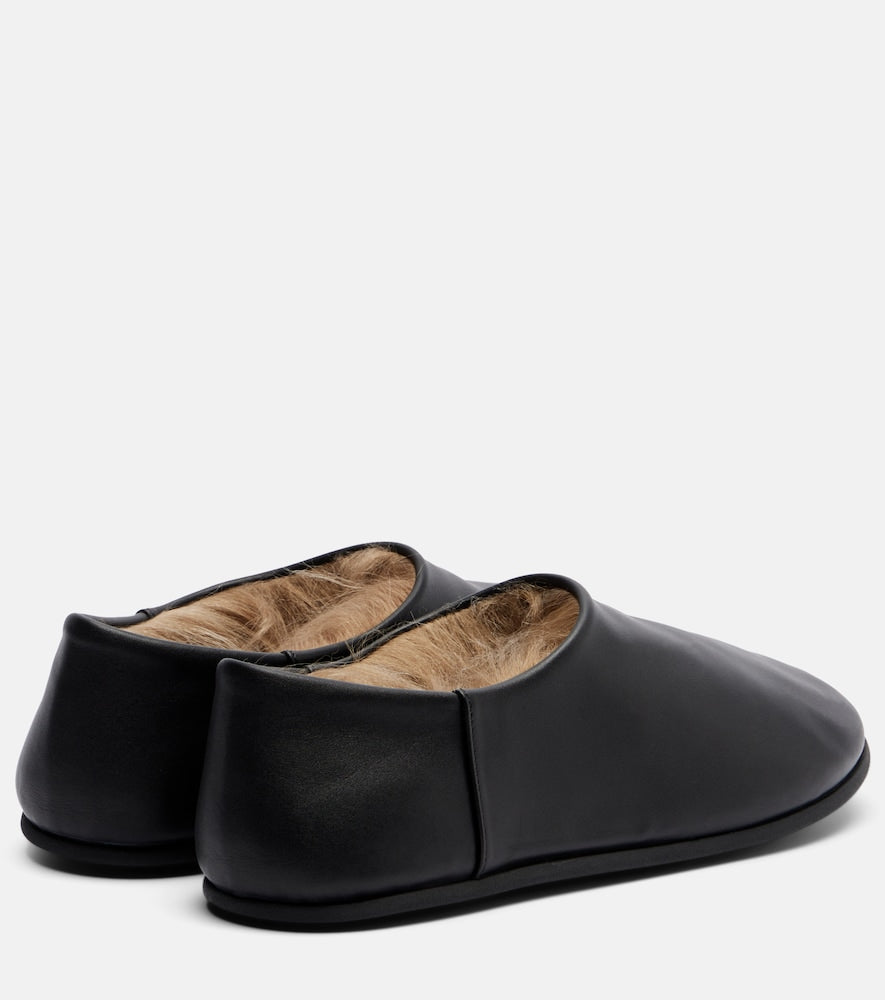 Black Christen Big Bootie leather slip-on shoes - Ballerina Flats