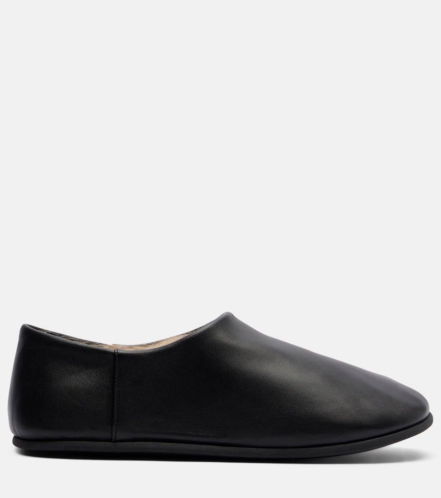 Black Christen Big Bootie leather slip-on shoes - Ballerina Flats