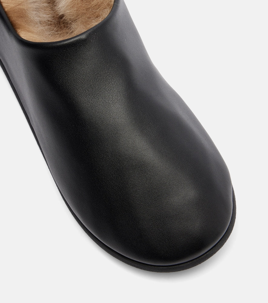 Black Christen Big Bootie leather slip-on shoes - Ballerina Flats