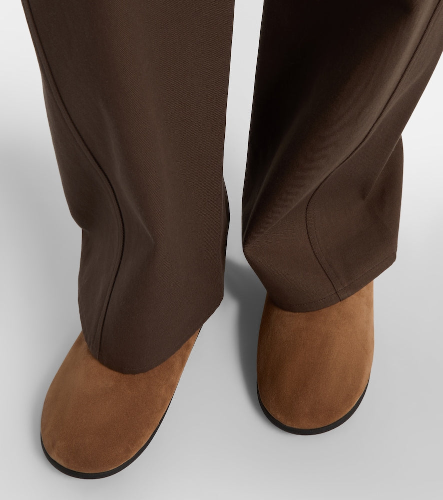 Christen Big Bootie shearling-trimmed suede slip-on shoes in Brown - Ballerina Flats