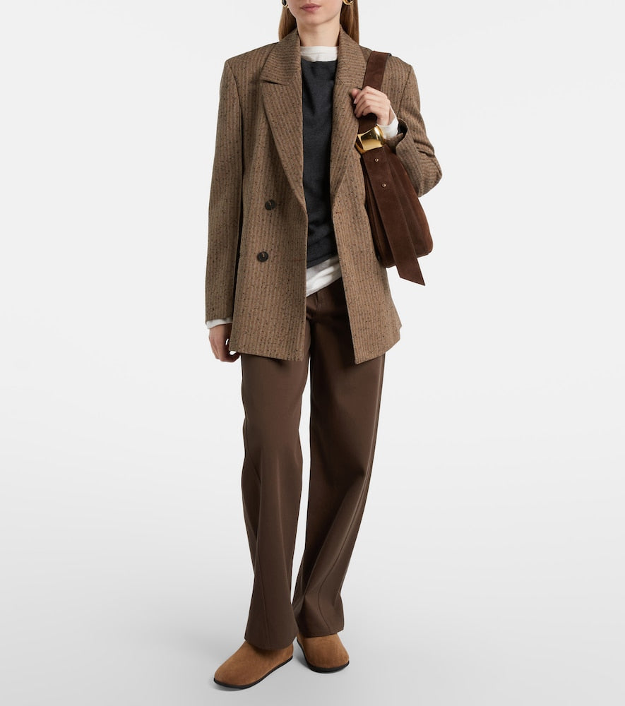 Christen Big Bootie shearling-trimmed suede slip-on shoes in Brown - Ballerina Flats
