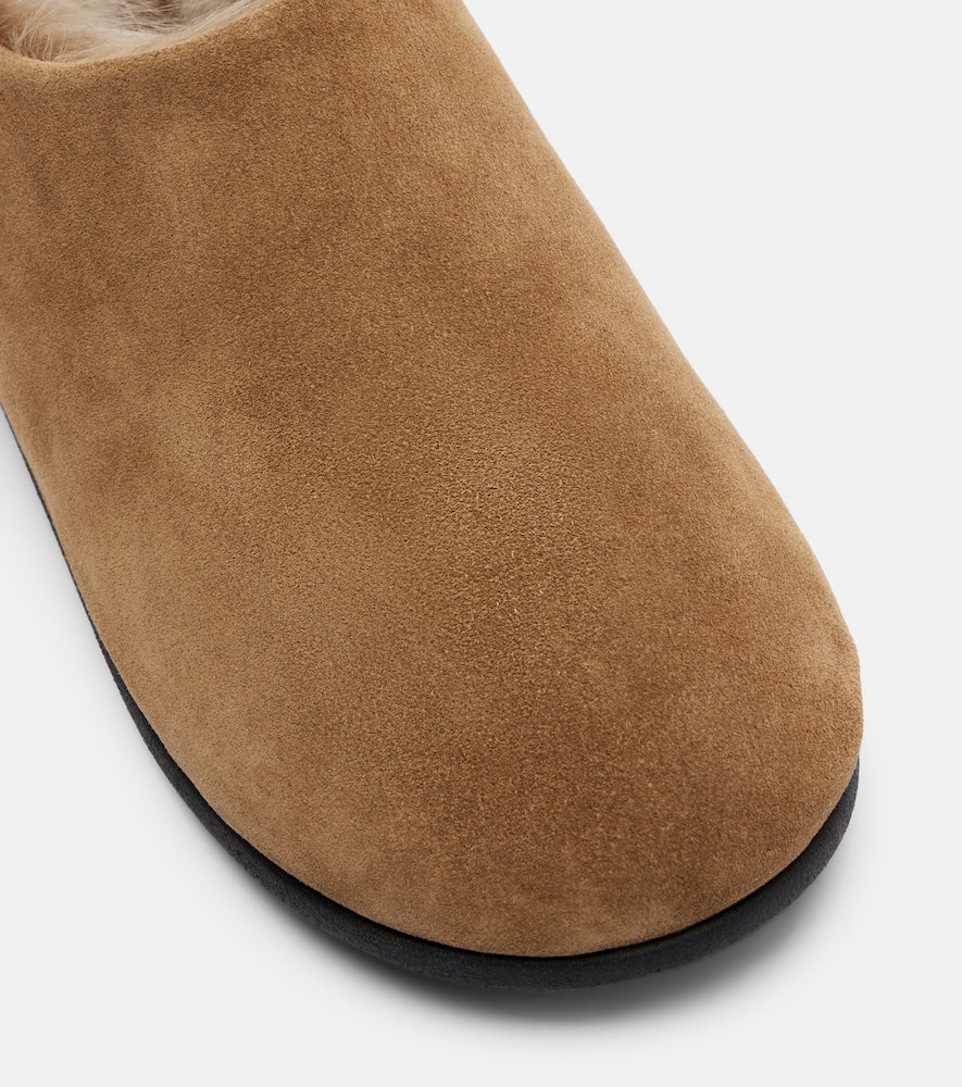 Christen Big Bootie shearling-trimmed suede slip-on shoes in Brown - Ballerina Flats