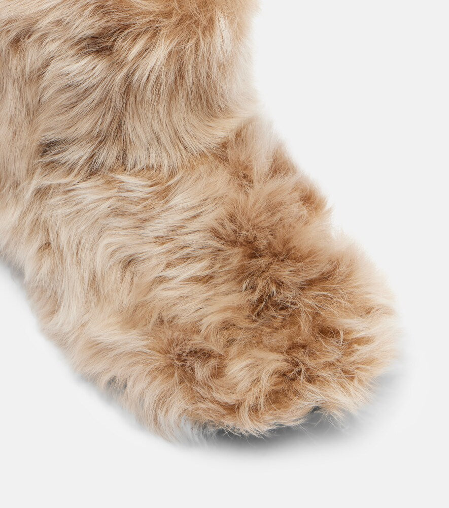 Christen Big shearling ankle boots (Beige) - Flat Boots