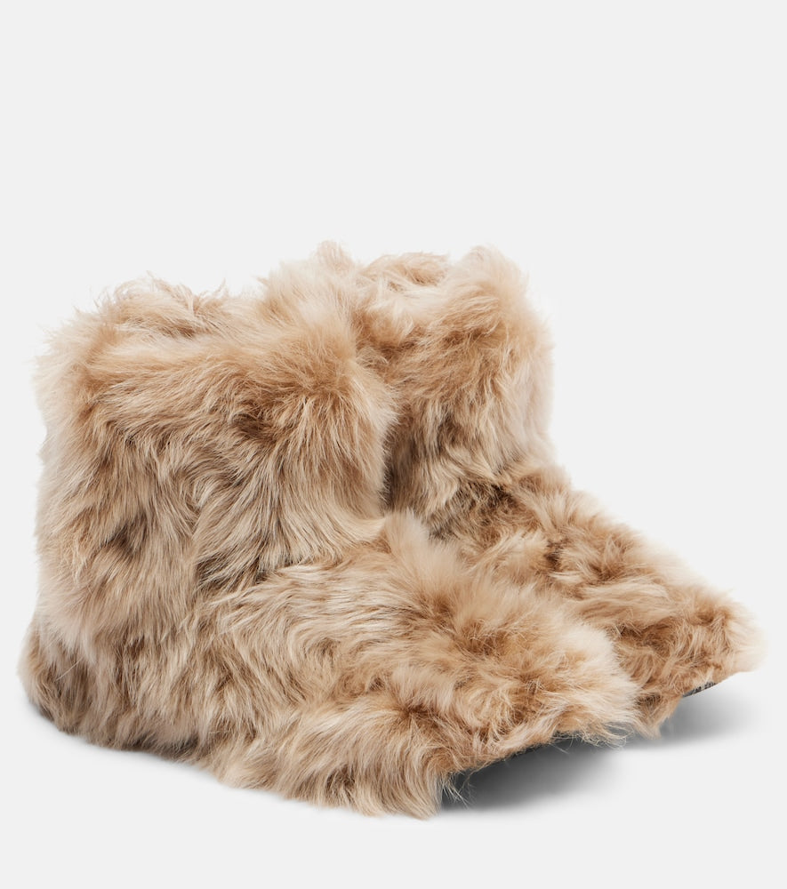 Christen Big shearling ankle boots (Beige) - Flat Boots