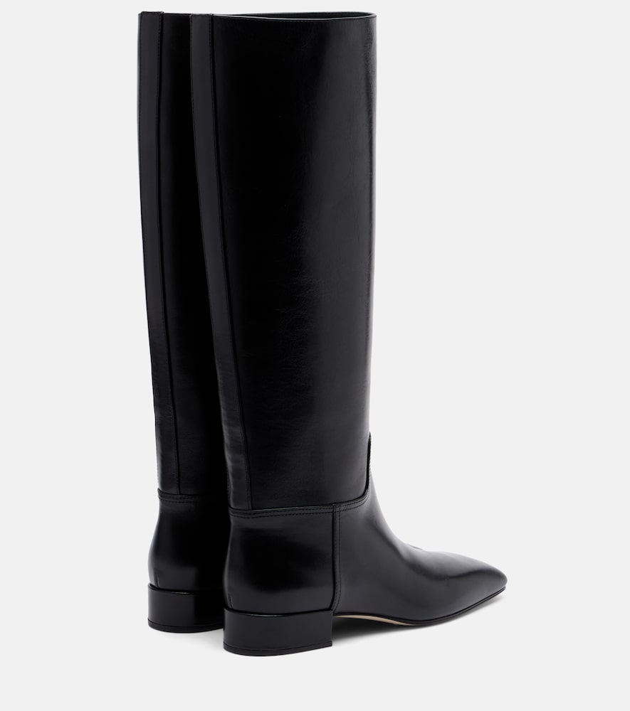 Christen Classic Square leather knee-high boots (Black) - Flat Boots