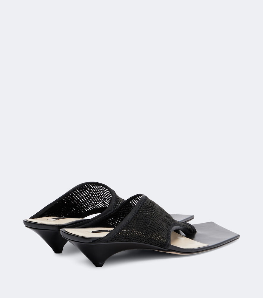 Christen Edge Stretch leather-trimmed mesh mules - Black Heeled Sandals