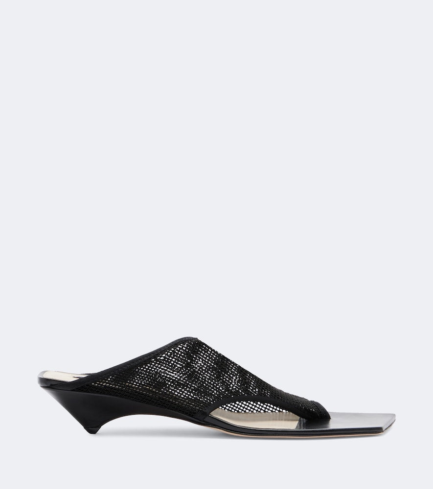 Christen Edge Stretch leather-trimmed mesh mules - Black Heeled Sandals