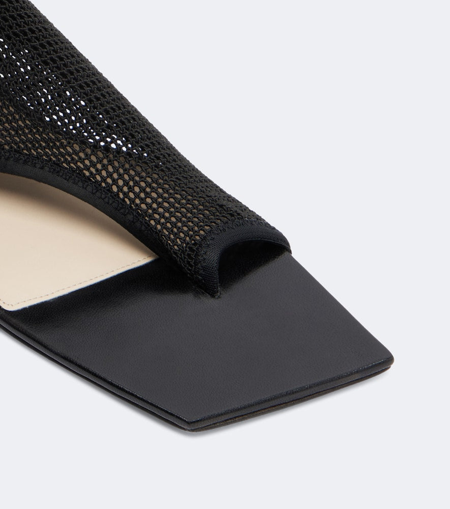 Christen Edge Stretch leather-trimmed mesh mules - Black Heeled Sandals