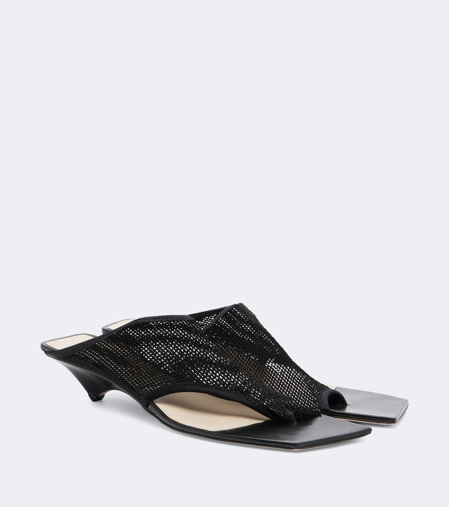 Christen Edge Stretch leather-trimmed mesh mules - Black Heeled Sandals