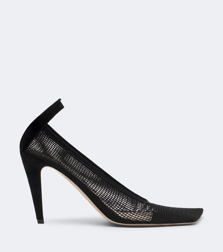 Black Christen Edge Stretch suede-trimmed mesh pumps - High-Heel Pumps