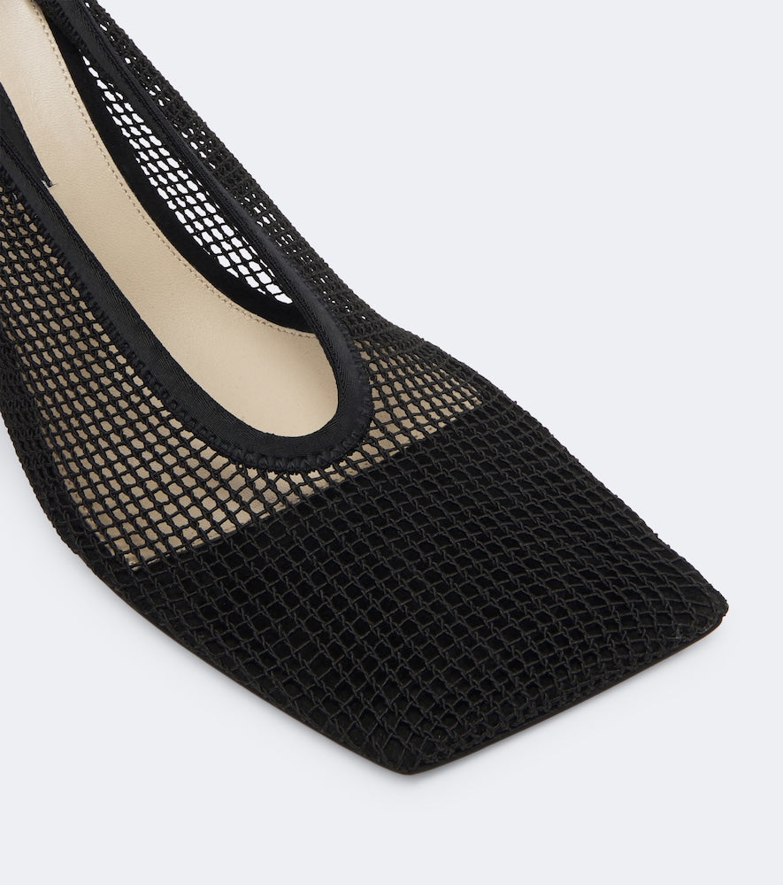 Black Christen Edge Stretch suede-trimmed mesh pumps - High-Heel Pumps