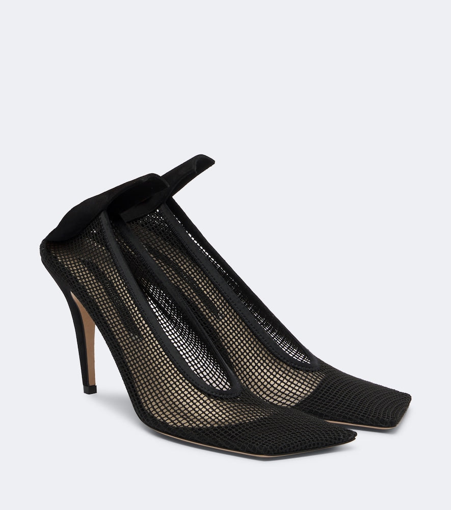 Black Christen Edge Stretch suede-trimmed mesh pumps - High-Heel Pumps