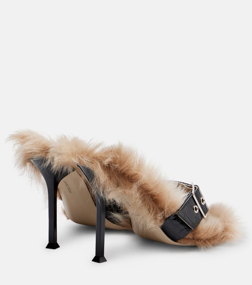 Christen Helix 95 croc-effect leather thong sandals in Black - Heeled Sandals